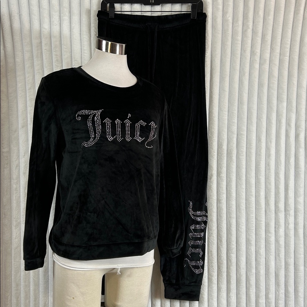 Juicy Couture Sleepwear Black Loungewear Rhinestone Spell Out Juicy Set Size M